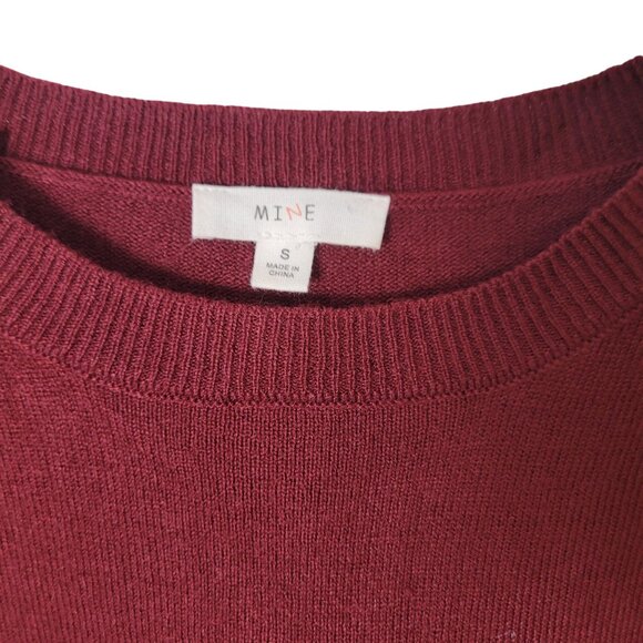 Mine ~ Burgundy Zip Accent Oversized Knit Sweater With Curved Hem & Side Details - Picture 5 of 12